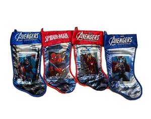 Lot4 marvel Captain America Thor Spider Iron Man Red Blue Christmas Stockings. - Picture 1 of 5