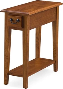 New  End Side Table W/ 1-Drawer Shelf 10" W Medium Narrow Oak - Picture 1 of 8