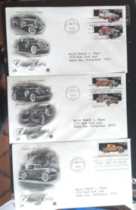 CLASSIC CARS AUTOMOBILES 1988 PIERCE-ARROW PACKARD SET 5 STAMPS 3 PCS CACH FDCS - Picture 1 of 1