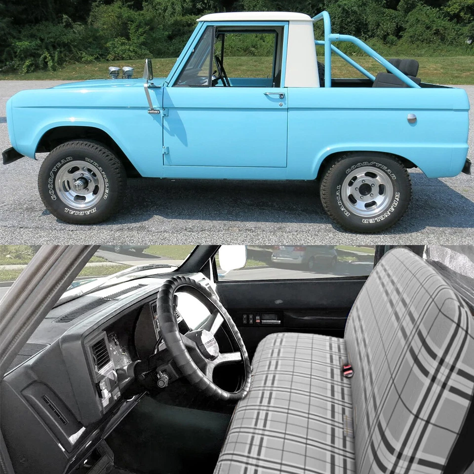 Cobertor de selim cinza completo para Ford Bronco 1996-1972 banco de caminhão tampa de assento dianteiro - Imagem 1 de 4