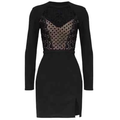Vestido Stylestalker Revolve Talla Mediana Manga Larga Negro Encaje Transparente Forro Desnudo Foto 1 de 4