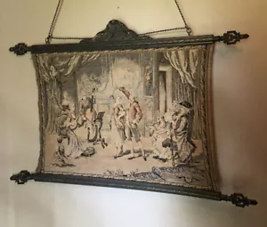 Vintage French Tapestry Wall Hanging 36”x 23.5” ( +23” Hang With Cord) ** - Picture 1 of 12