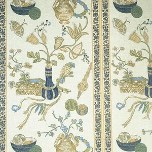 Vervain Global Ethnic Print Upholstery Fabric- Pattani / Aquastone 3 yds 0548601 - Picture 1 of 4