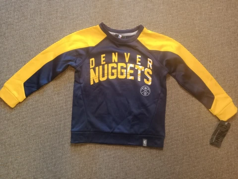 New NBA Kids Denver Nuggets Long Sleeve Cozy Sweatshirt Blue Yellow Size M 5/6 Cover