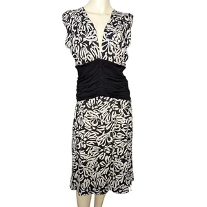 Vestido Diane Von Furstenberg DVF cuello en V espalda negro blanco cintura imperio Austin 12 - Imagen 1 de 9