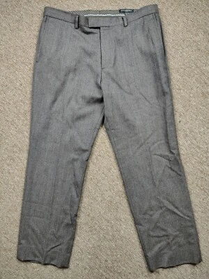 Pantalones BANANA REPUBLIC Hombres 36x30 Marrón Taupe Nano Lana Franela Calce Ajustado Clásico Foto 1 de 4