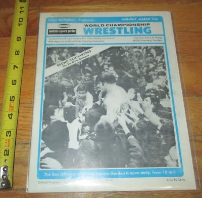 March 17, 1975 MSG WWWF Wrestling Program Bruno Sammartino WWF WWE Spiros Arion - Image 1 of 4