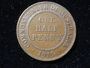 Moneda australiana 1919 de medio centavo 6 perlas diamante KGV aEF (TA06) - Imagen 1 de 2