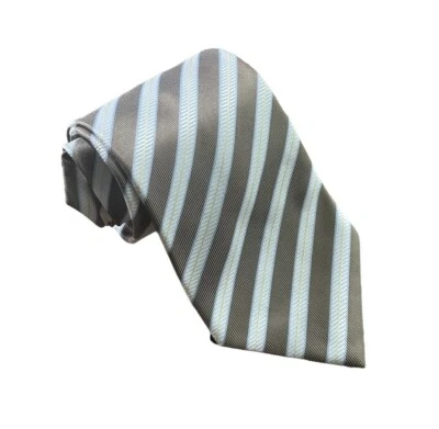 NUEVA Corbata Paul Smith Moderna de Seda Hecha en Italia Rayas Gris y Blanco Hombres Foto 1 de 4