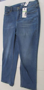 New Women's Denim Blue Jeans Distress/Fade Straight Tummy Control Terra & Sky - Picture 1 of 5