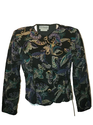 Chaqueta corta Tres Paquette Petite para mujer talla S negra bordada Foto 1 de 4