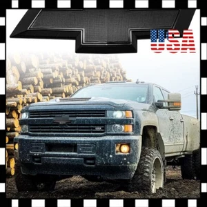 Fit Chevy Silverado 1500 2500HD 3500HD Front Emblem Bumper Bowtie replace Black - Picture 1 of 2
