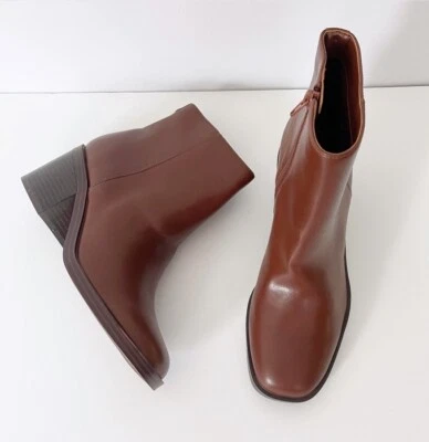 Nine West Amatto Boots Womens 7M Brown Ankle Side Zip Heeled NEW - Image 1 of 4