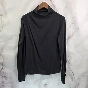 Lululemon Shirt Womens 8 Black Morning Miles Long Sleeve Turtleneck Thumb Rule - Picture 1 of 11