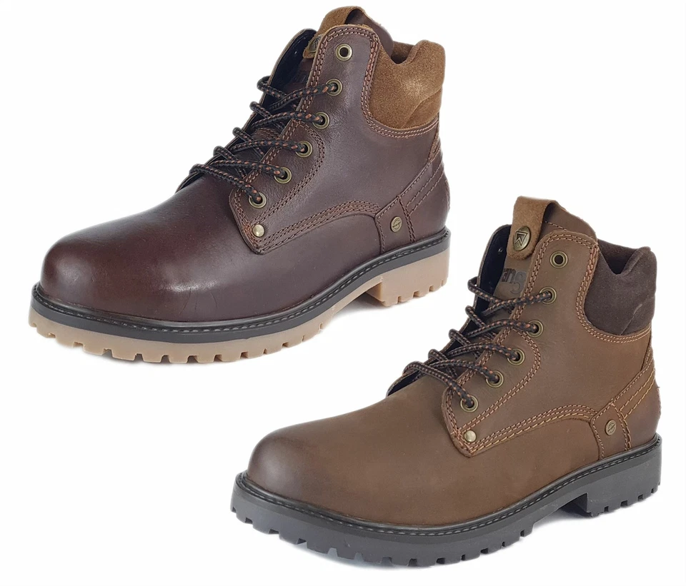 Mens Leather Wrangler Yuma Lace Up Casul Padded Boots Brown Tan 7 8 9 10 11 12 - Image 1 of 1