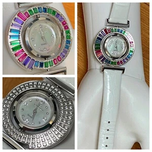 New $525 Croton Rotalux ladies rainbow reversible Leather Watch Crystal 207586 - Picture 1 of 17