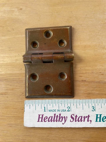 1 Brass Finished 2 1/4  x 3 1/4  Early 1900 s Hinge, Possibly Icebox, Free S/H Cover