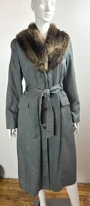 Gap Jean Trench Coat Penny Lane Tie Faux Fur Trim Collar Gold Glitter Women’s M - Picture 1 of 16