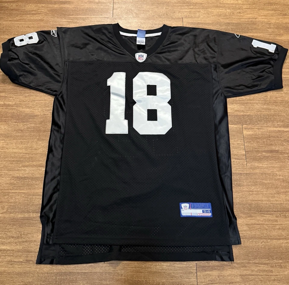 Camiseta Randy Moss #18 Oakland Raiders Reebok NFL Equipo Sobre el Campo Talla 54 Foto 1 de 4