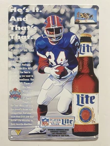 Buffalo Bills - Miller Lite Beer Metal Sign - Thurman Thomas - Josh Allen Kelly - Picture 1 of 5