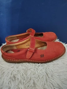 Born Rust Red Suede Mary Jane Flats Size 7.5, Comfort Straps Shoes - Picture 1 of 9