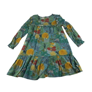 Frugi dress 5-6 years green floral print A-line tiered long sleeve - Picture 1 of 13