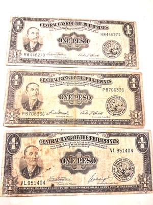 Lot of 3 Philippines Peso 1966 Mabini uncirculated uncertified. Great Collection - Image 1 of 2
