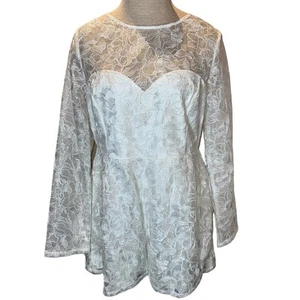 Mameluco Lulus My Clarity Marfil Malla Floral Bordado Talla XL - Imagen 1 de 3