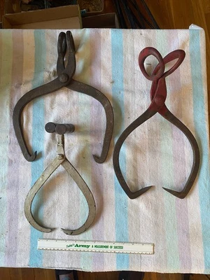 Colección de 3 pinzas de hielo vintage de metal y hierro fundido Foto 1 de 4