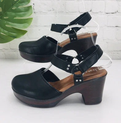 BOC Born Mary Jane Closed Toe Sandals Womens 8 M Black Ankle Strap Platform Heel - Image 1 of 4