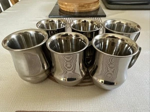 Stainless Steel Double Skinned Indian Mugs x 6 - Picture 1 of 7