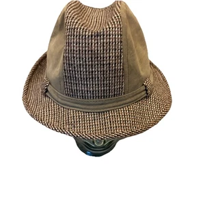 VINTAGE MID CENTURY RICHMAN MENS WOOL TWEED & SUEDE FEDORA HAT XL 1960s - Picture 1 of 11