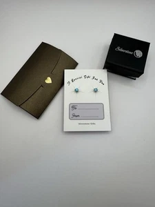 Gift For Her! Blue Diamond Stud Earrings -1 Carat (total) Lab Created Earrings - Picture 1 of 4