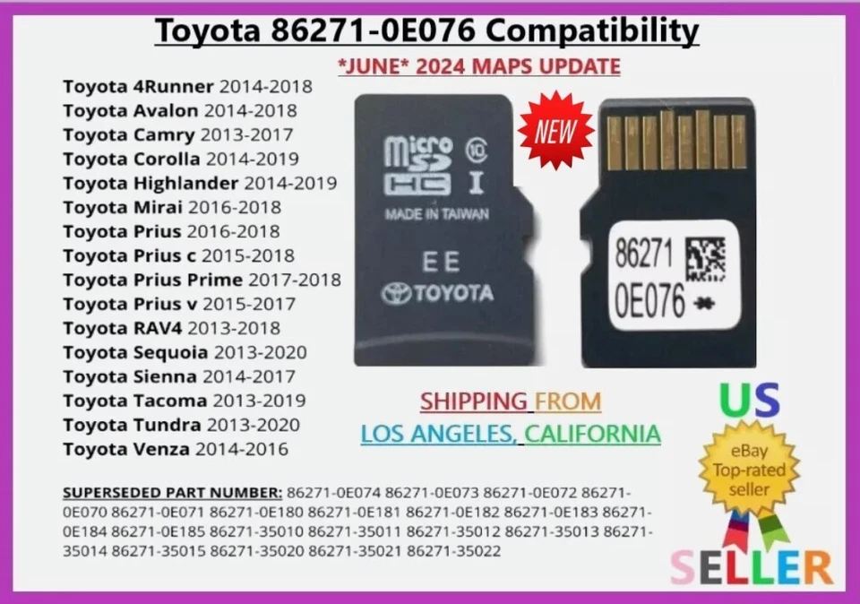 🔥Navigation Micro SD Card 86271-0E076 For Toyota Corolla Prius 4Runner 2024 Map - Image 1 of 4
