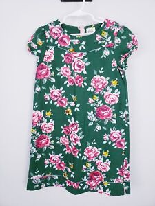 Mini Boden Dress 9-10 Green Floral Short Sleeve Lined Girl q
