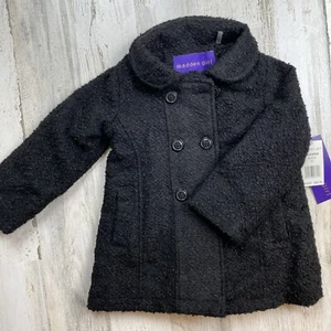 NEW WITH TAGS TODDLER SIZE 3T BLACK BUTTON UP PEA COAT WARM WITH POCKETS GIRLS - Picture 1 of 13