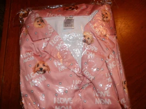 Pet Face Pajama Set Size L "I love Mom" Polyester Blend Long Sleeve/Long Pant - Picture 1 of 3