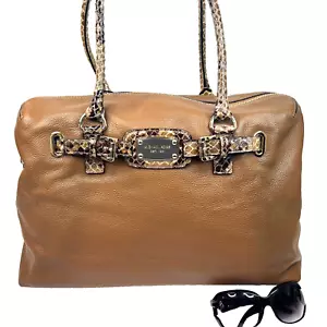 #Authentic MICHAEL KORS Hamilton Weekender Acorn Brown Leather Zip top XL Tote - Picture 1 of 11