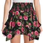 Alice + Olivia Zarya Rose Floral Silk Layered Smocked Mini Skirt Women's 2 NWT