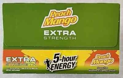 Nuevo en caja 5 horas Energy Peach Mango Extra Fuerte, 1,93 oz - 12 unidades, Foto 1 de 2