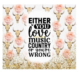 Envoltura de vaso de sublimación de 20 oz música country lista para transferir - Imagen 1 de 1