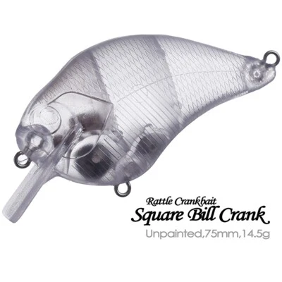 20PCS 7.5CM 14.5G Square Bill Rattle Crankbait Unpainted Bait Blank Fishing Lure - Image 1 of 4
