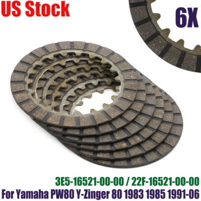 6Pcs Clutch Friction Plate Set For Yamaha PW80 Y-Zinger 80 1983 1985 1991-06 ATV - Imagem 1 de 4
