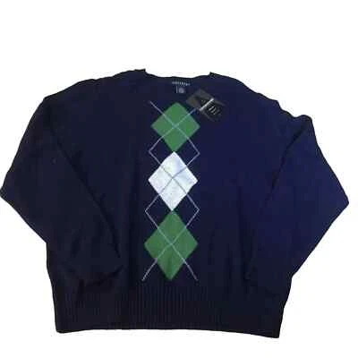 NEW Consensus Sportswear Men's Crew Neck Argyle Sweater Blue Green Size XL - Image 1 of 4