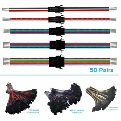 2/3/4/5/6pin Male and Female Connector For 5050 RGB LED Strip Light 10 pairs - Image 1 of 4