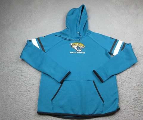 Jacksonville Jaguars Sweater Womens Small Blue Logo Hoodie Sweatshirt NFL Cover