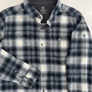 KÜHL Flannel Shirt Mens M Plaid Button Up Long Sleeve Outdoor Hiking Casual - Picture 1 of 8