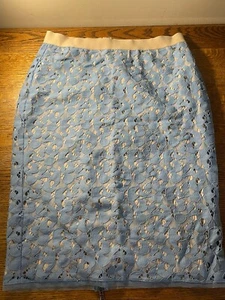 Women's BCBGMaxAzria blue lace overlay pencil skirt, M, full zip elastic waist - Picture 1 of 10