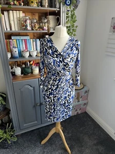 Jeff Banks For Précis Blue Mix Stretch Dress Size 6 Brand New With Tags - Picture 1 of 11