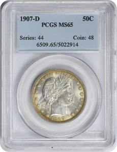 1907-D Barber Silver Half Dollar MS65 PCGS - Picture 1 of 4